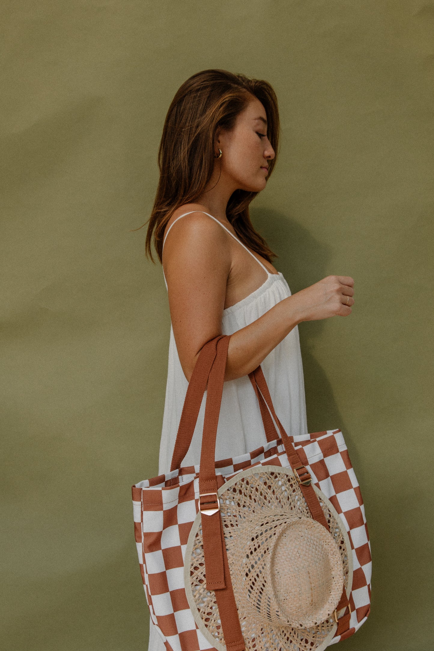 Burnt Orange Checkered Coco Tote