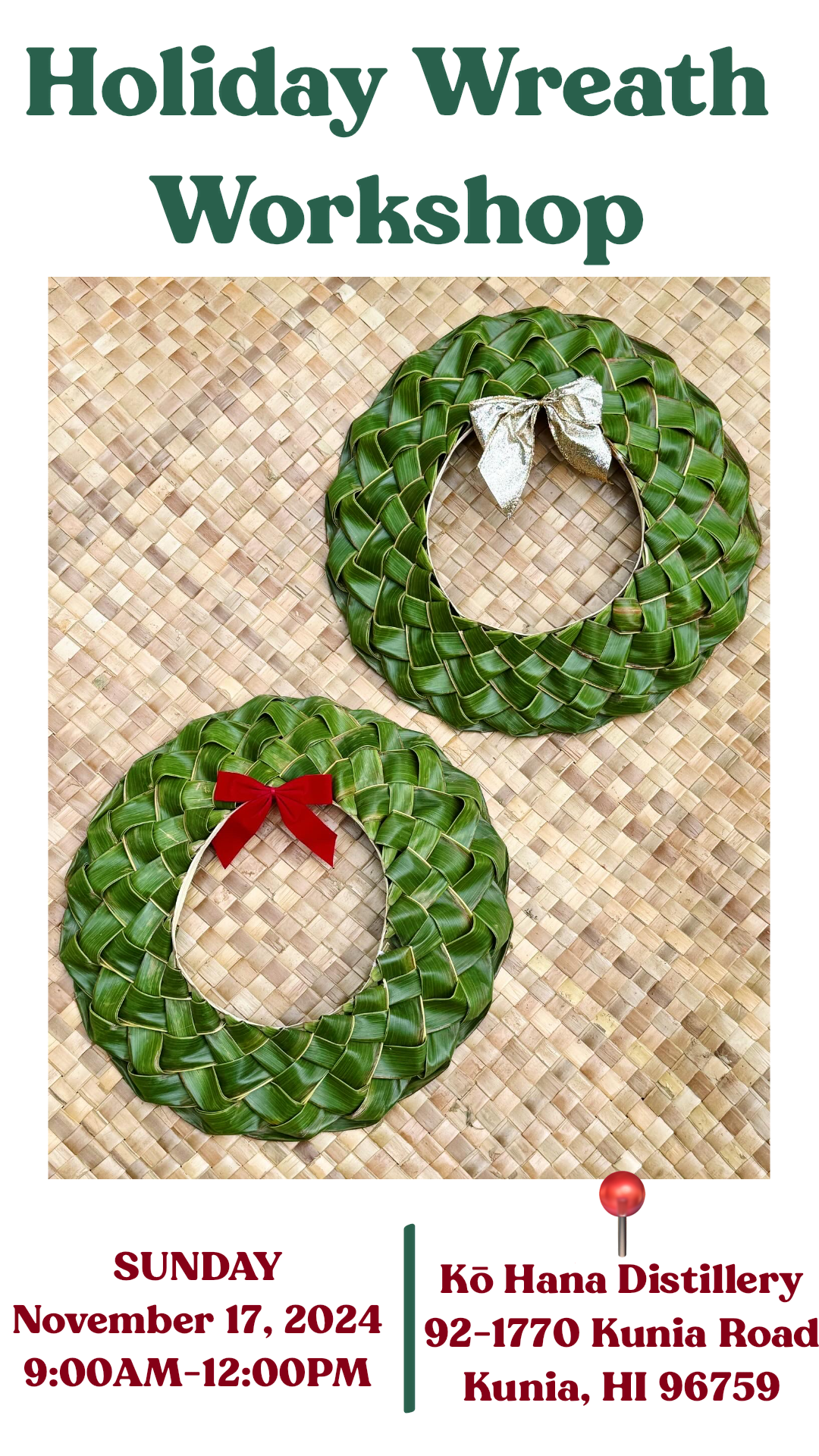 Christmas Wreath Workshop at Kō Hana Distillery