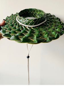 Large brim pāpale with WHITE chin straps
